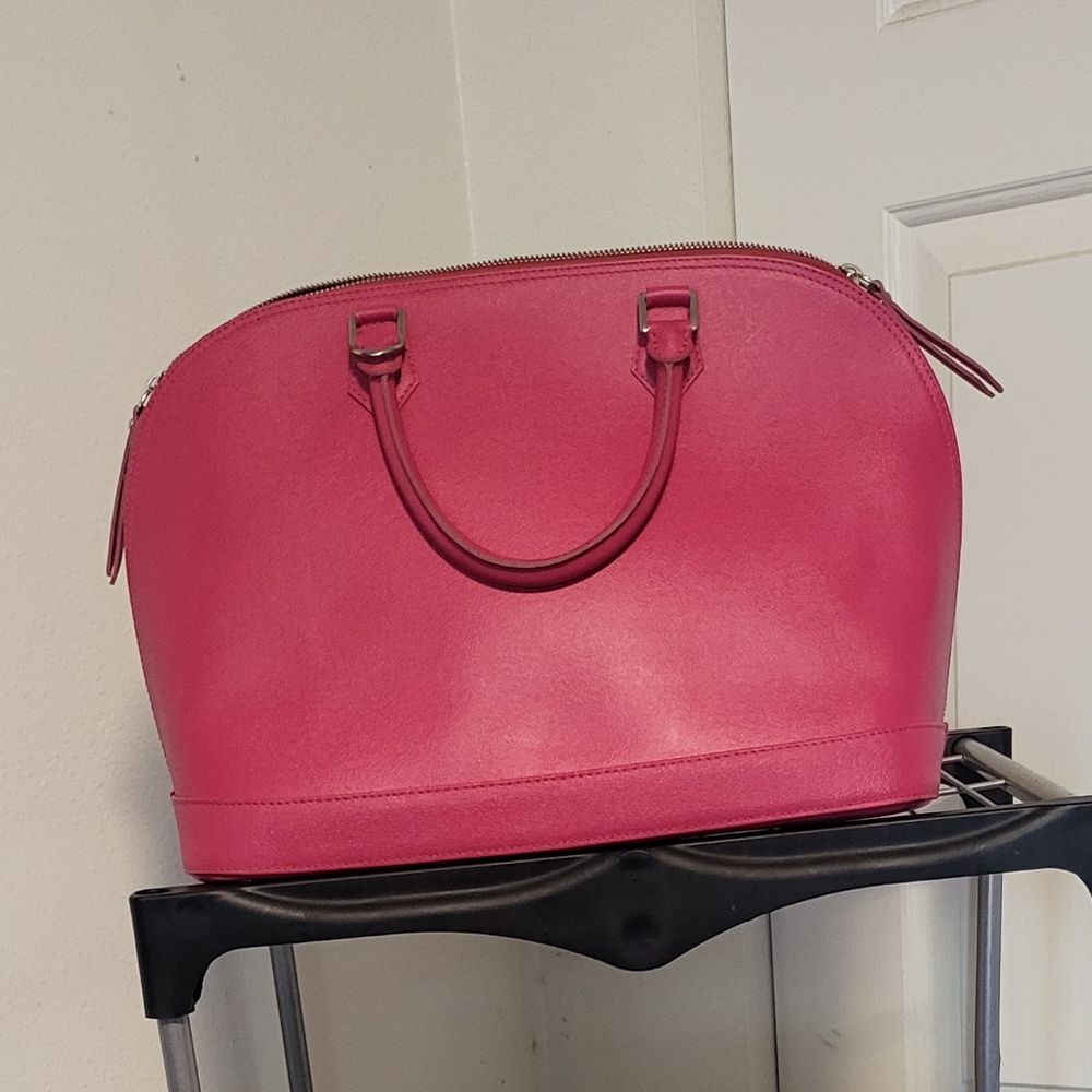Raspberry saffiano leather